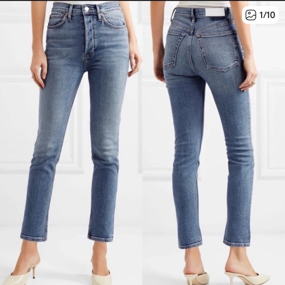 Re/Done 70’s high‎ rise stove pipe Jeans Sz 26 Vintage Faded Blue